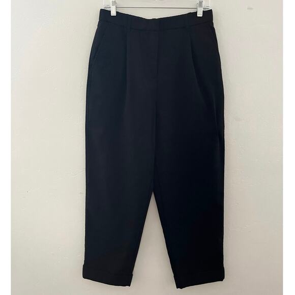 J. Crew D-Ring Flannel Pants Women's 8 Black Minimalist Business Casual Preppy - Picture 2 of 9